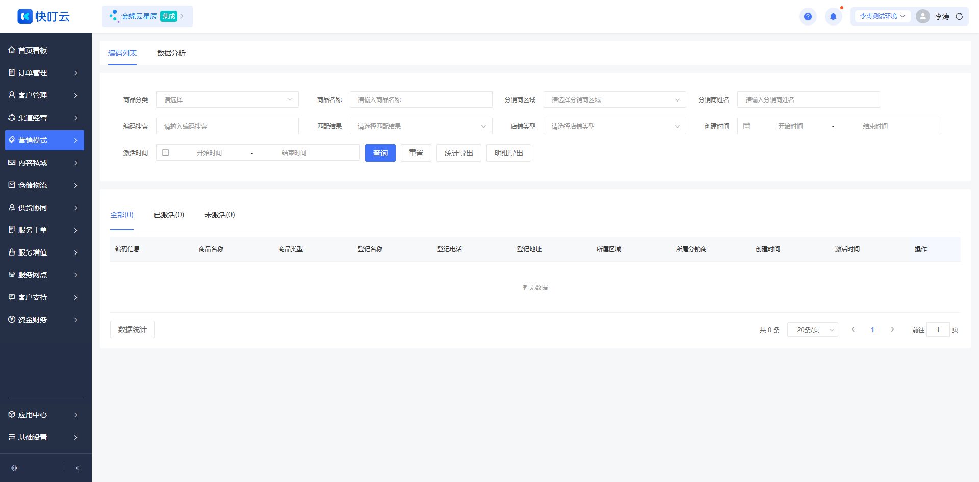 编码列表页面截图