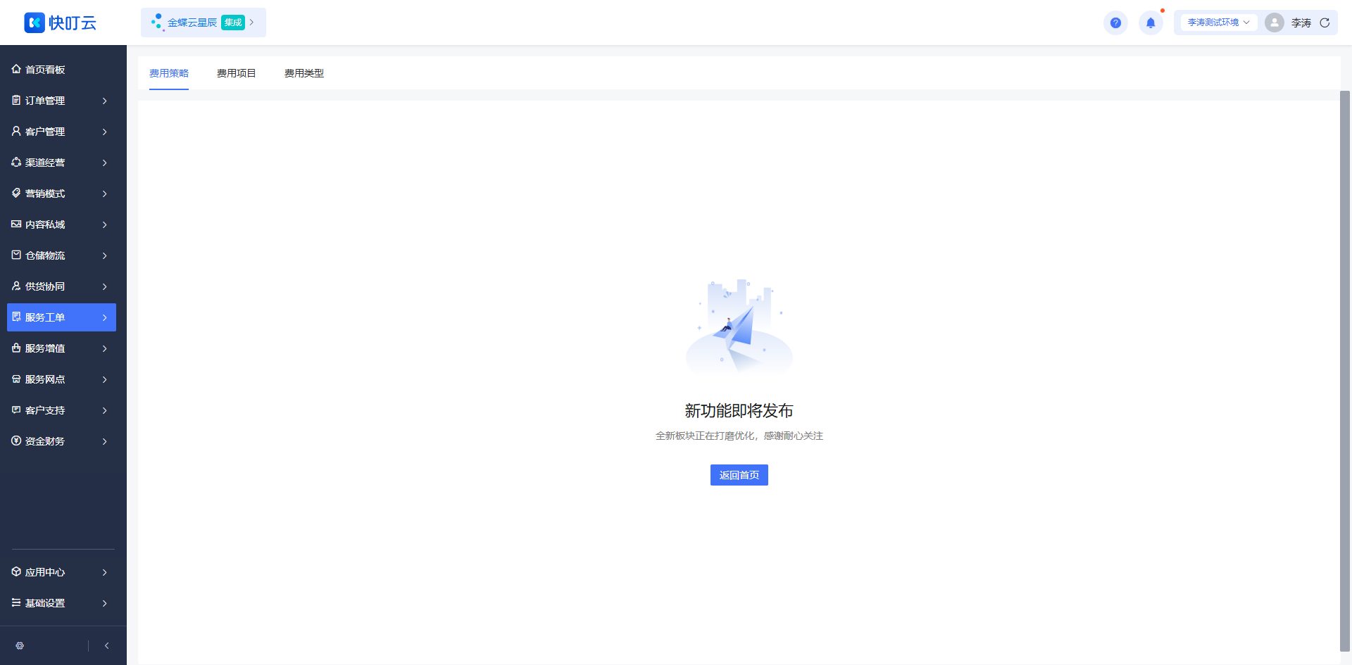 费用策略页面截图